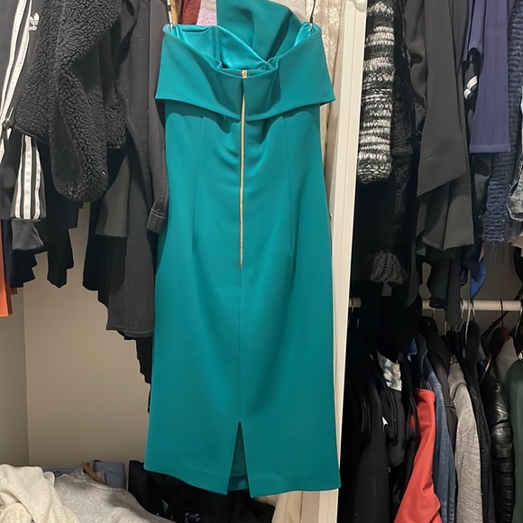 Lucian Matis Designer strapless Bow Tie Front Gown emerald green - Picture 3 of 11